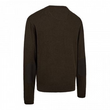 Preview: Deerhunter Harrington Strickpullover mit Rundhalsausschnitt Rückseite Brown Melange (591)