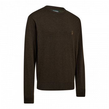 Preview: Deerhunter Harrington Strickpullover mit Rundhalsausschnitt Brown Melange (591)