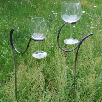 HANDMADE Forged Wine Glass Holder for the Garden