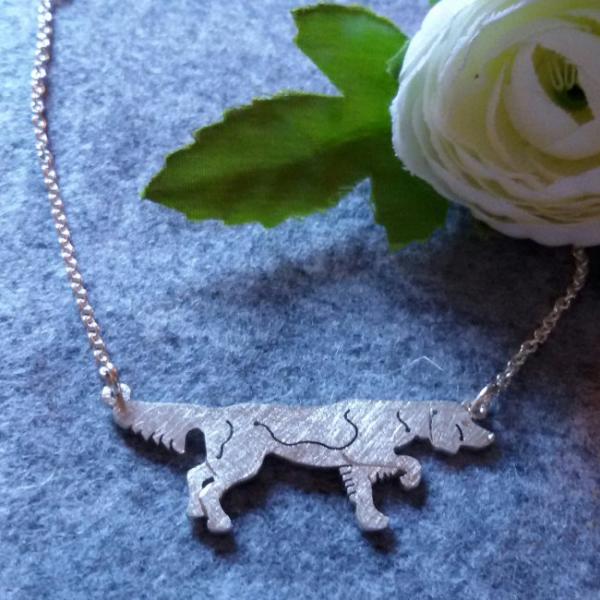 Necklace with a Small Munsterlander, 925 Silver,| Handmade Hunting Jewelry