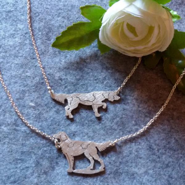 Necklace with a Small Munsterlander, 925 Silver,| Handmade Hunting Jewelry